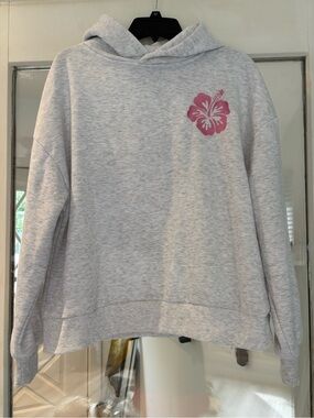 Blue Riot XO Pink Hibiscus Embroidered Surf Hoodie